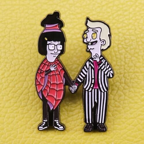 BelcherJuice funny mashup enamel pin 90s crossover horror art decor