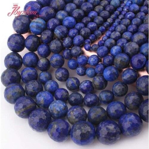 6,8,10,12mm Faceted Round Blue Lapis Lazuli Natural Stone Beads for DIY Men Accessories Necklace Bracelet Jewelry Making 15"