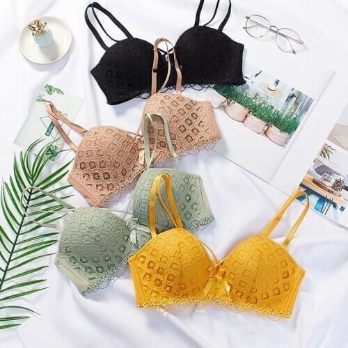 Hollow Out Sexy Lingerie Lace Women Bra Comfortable Wireless Bralette 3/4 Cup Adjusted Underwear Push Up Girl Brassieres