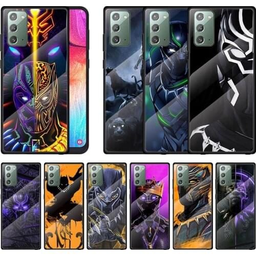 Black Panther Super Hero For Samsung Note 20 10 9 8 Ultra Lite Plus 5G A70 A50 A40 A30 A20 A10 Tempered Glass Phone Case