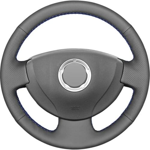 Black PU Faux Leather Car Steering Wheel Cover for Renault Logan 1 Sandero Symbol Clio Twingo Lada Largus Nissan Almera G15