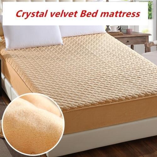 Europe Autumn And Winter Thicken Warm crystal velvet Bed mattress Non-slip mattress Cotton quilt cover solid color bed cover