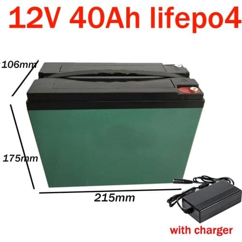GTK 12v 40ah LiFePO4 Battery 40AH Solar energy Golf Car UPS 14.6V Deep cyclic discharge Power Bank eBike with BMS + 3A charger