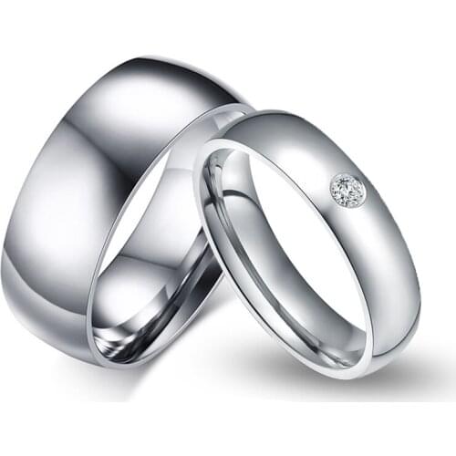 Classic Wedding Rings for Women Men Stainless Steel Lovers Promise Ring Valentines Day Anniversary Gift