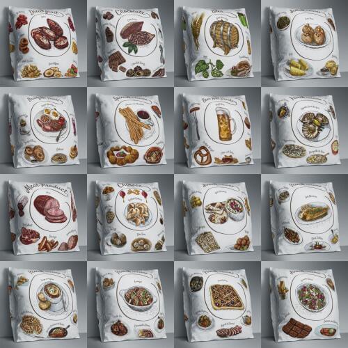 Coffee Bread Double Side Print Cushion Cover Polyester Decorative for Sofa Seat Soft Throw Pillow Case Cover 45x45cm Home Decor