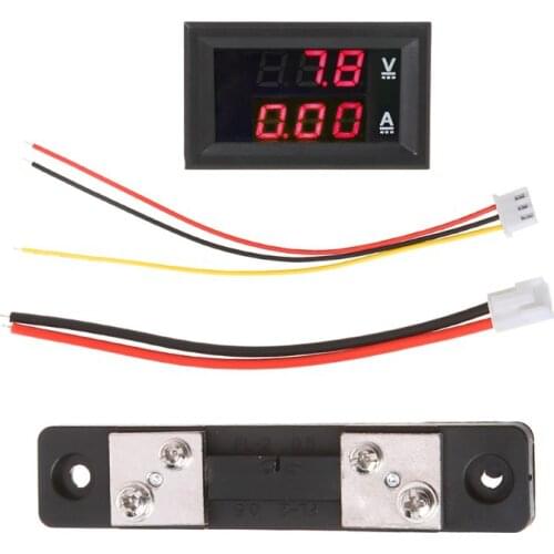 DC 0-100V/50A Red Blue Digital Voltmeter Ammeter LED Dual Display Voltage Current Indicator Monitor Detector