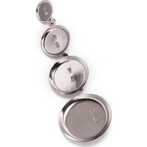 50pcs/lot Rhodium Round Brooch Base Cabochon Blank Trays with Brooch Pins Cameo Cabochon Base Setting For Jewelry Making Supplie