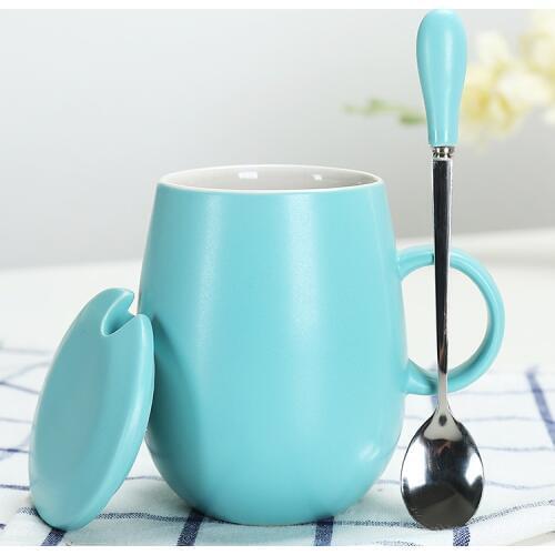 Mug Ceramic Egg Shape Cup Coffee Cup Ceramic With Lid Spoon 400ml