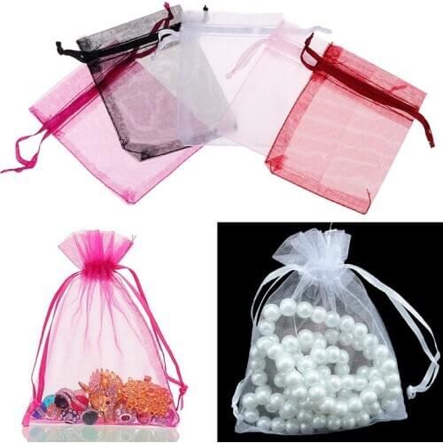 2020 Drawstring Bags Organza Drawstring Bags Jewelry Mesh Gift Pouches Container 100 Pcs/bag