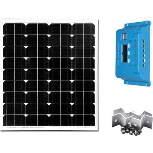 Portable Solar Panel Kit 12v 70W Solar Charge Controller 10A /30A Z Bracket Cable Camping Light LED Rv Boat Motorhome Battery