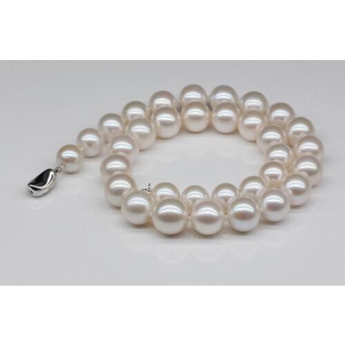 Charming classic 12-13mm round south sea white pearl necklace 18inch earring
