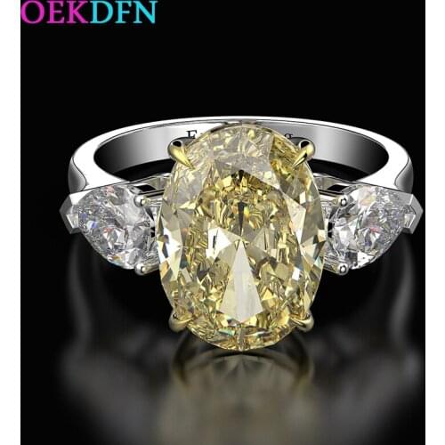 OEKDFN Vintage 100% 925 Sterling Silver Ring Created Moissanite Gemstone Wedding Engagement Diamonds Rings Women Fine Jewelry