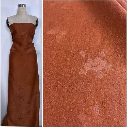 30mmi Heavy Silk Fabric Cheongsam Horse Face Dress Satin Jacquard Red Cloud Yarn Butterfly Rose