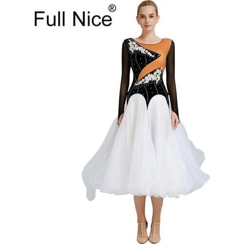Luxurious Ballroom Dance Dress Modern Dance Velor Long Sleeve One Piece Flamenco Rumba Samba Walt Standard Practice Dress Dress