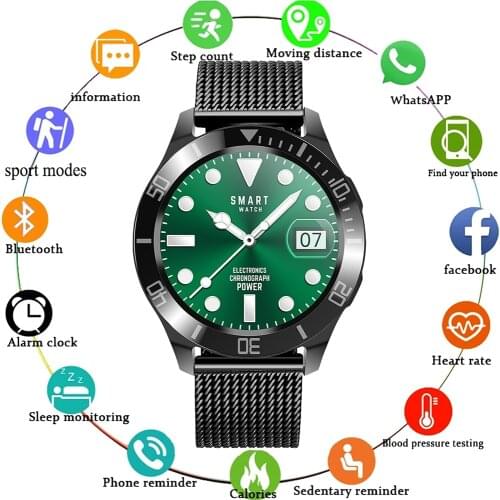 1.28Inch Full Touch Smart Watch Women Men Blood Pressure Heart Rate Monitor Stainless Steel Mesh Wristband Bluetooth Call Watch