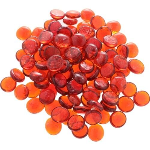 100Pcs Premium Glass Marbles Solid Aquarium Pebbles Vase Filler Crystal Beads Table Scatter Light Orange