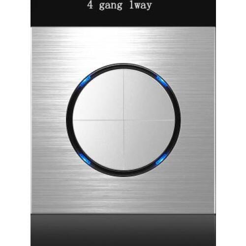 4 Gang Light Switch Any Click Household Silver Aluminum Alloy Panel Switch TV Ethernet Socket 90V-250V