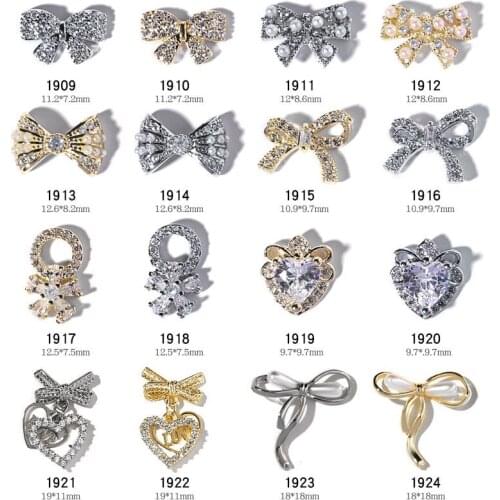 Swarovsky 2pcs Pendant Chain 3D Alloy Butterfly Nail Art Zircon Pearl Metal Manicure Nails DIY Accessories Nail Decoration