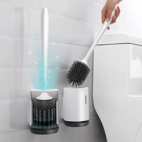 TPR Silicone Toilet Cleaning Brush Floor-standing Wall-mounted Base Brush for Toilet WC Bathroom Accessories Set Household Tool