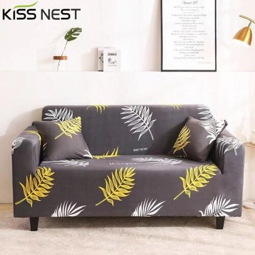 Printed Corner Sofa Cover Elastic Living Room Chaise Lounge 1 2 3 4 Seater Adjustable Protective Couch Cover with Rest Arm