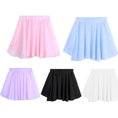 Kids Ballet Dance Skirts Chiffon Mini Pull-On Wrap Skirt Ballerina Dress-up for Performance Costume Party Tutu Skirt for Girls