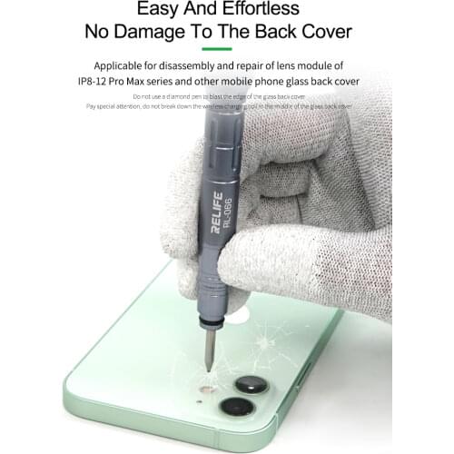RELIFE RL-066 Glass Blasting Pen Break Crack Demolishing Back Cover Camera Glass Lens For iPhone 11 12Pro Repair Breaker Tools