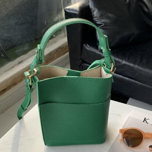 [EAM] Korea Trend Women 2021 New Fashion PU Leather Version Versatile Simplicity Summer Leisure Single Shoulderbag Green 18A5156