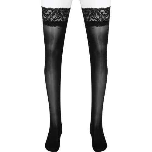 Women Sheer Sexy Stockings Silicone Lace Top Thigh High Stockings Over Knee cNightclubs Pantyhose Calcetines for Women Men