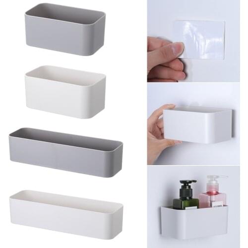 1 pc Wall Mounted Cosmetic Storage Box Bathroom Storage Rack Wall Shelf Bathroom Storage Rack Adhesive Wall Mounted Organizer