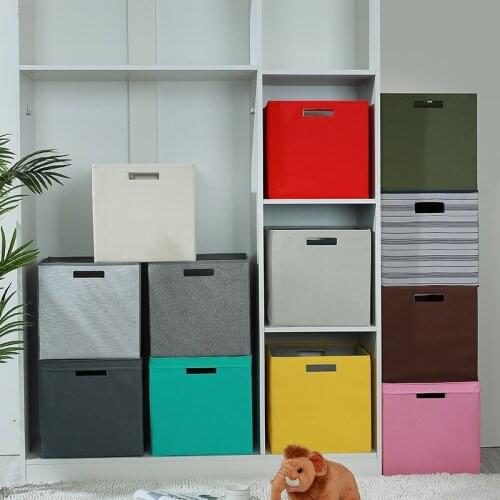 1Pcs Foldable Storage Bins Storage Cubes Basket Containers for Shelf Cabinet Bookcase Boxes Thick Fabric Drawers Red organizer