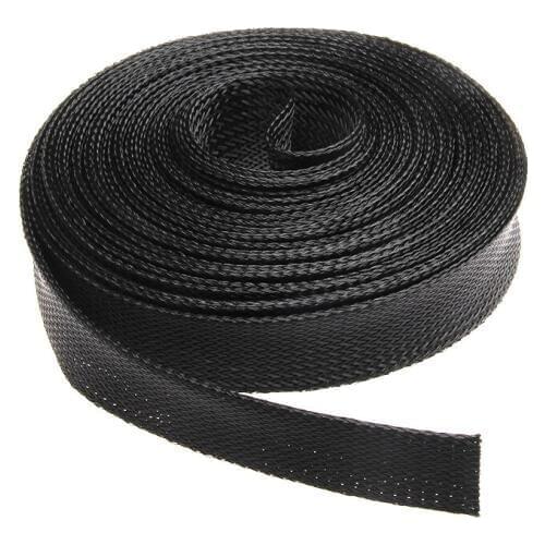 10M Black 30mm Braided Expandable Cable Sleeve Wire Protection High Density Sheathing Insulation Protection