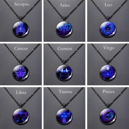 12Constellations Zodiac Necklace Capricorn Aquarius Pisces Aries Taurus Gemini Cancer Virgo Libra Scorpio Birthday Gifts Jewelry