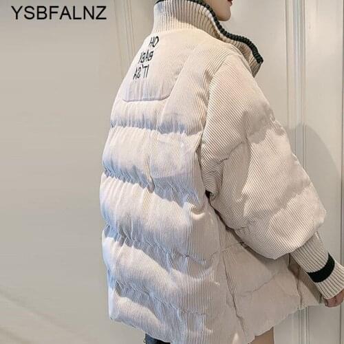 2021 Corduroy Winter Jacket Women Down Parka Coats Female Long Sleeve Warm High Quality Down Cotton Ladies Clothing Tops Fashion