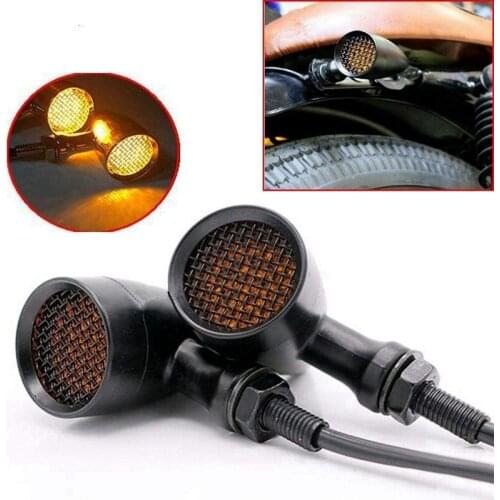 Motorcycle Grid Retro Turn Signal Light Indicators LED Brake Light Universal for Cruise Prince 4Pcs