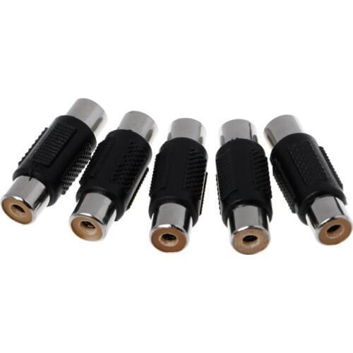 5 Pcs RCA Female to RCA Female Audio Video Cable Jack Plug Adapter Connector