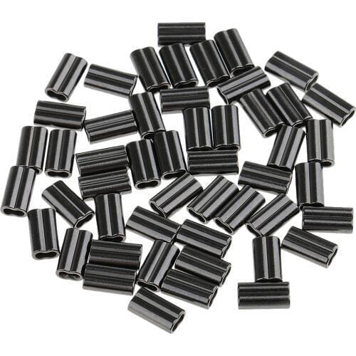 50pcs/set Double Barrel Crimp Sleeves, 100% Copper, Fishing Line Leader Trace Rigging Tackle Wire Rope Clips Tube Connector