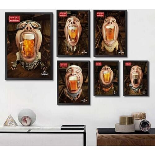 American Retro Cafe Bar Pub Decoration Poster Funny Beer Men Painting Toilet Living Room Figure Wall Pictures No Frame