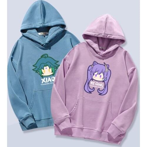 Anime Genshin Impact Keqing Klee Xiao Hooded Hoodie Sweatshirt Coat Cosplay Loose Spring Autumn Student Pullover Tops