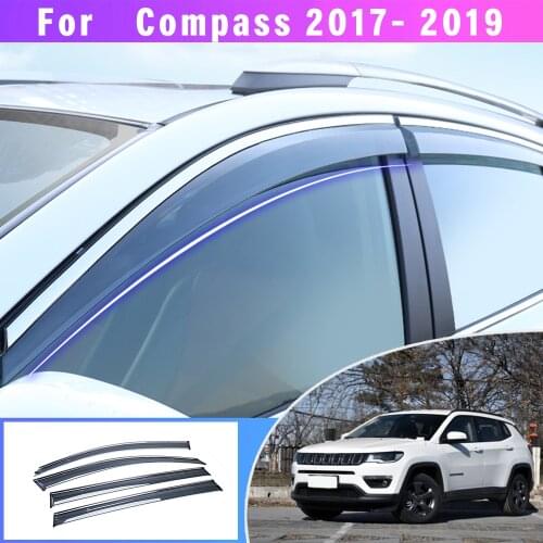 Car Styling For Jeep Compass 2017 2018 Smoke Window Sun Rain exterior visor Deflector Guard Sunny Visor Auto Accessories 4PC