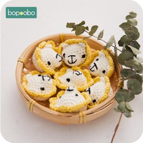 Bopoobo Baby Teether 5PCS Cartoon Animal Cochet Beads Baby Nursing Teething Chewable Beads DIY Accessories Toy Baby Teether