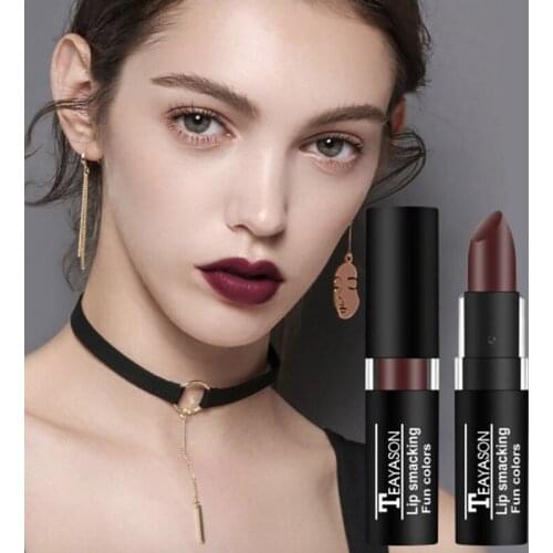 Black Lipstick Rouge A Lèvres Mat Longue Durée Tinta Para Labios Batons Mate Frete Gratis Labiales Lip Gloss Wholesale Coreano