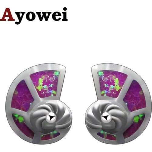 Conch design silver plated pink opal earrings jewelry ladies fashion wedding anniversary gift ladies exclusive oe798
