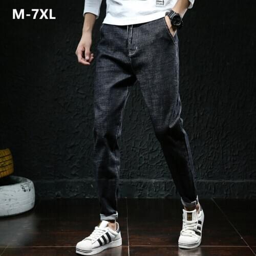 Black Jeans For Men Plus Size Trousers Mens Harem Cowboy Loose Stretch Oversized High Waisted Large 5XL 6XL 7XL Denim Blue Pants