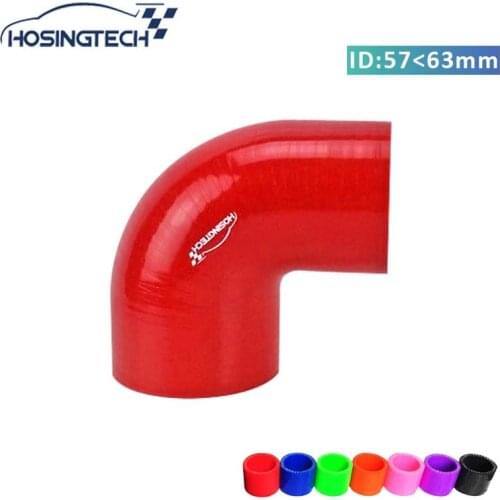 HOSINGTECH- brand quality factory price 63mm to 57mm(2.5"-2.25") red 90degree silicone intercooler turbo hose