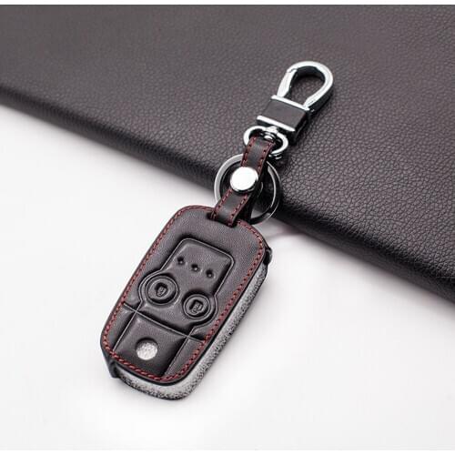 Praise Leather Car Key Case Key Cover Fob For Honda CRV Civic Accord Jazz HRV 2 Button Fold Remote Control