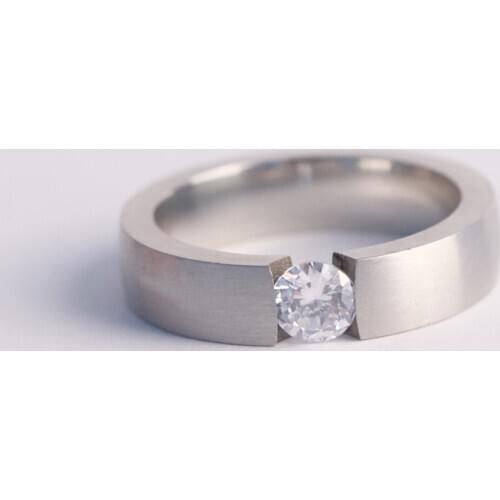 Luxury 6mm Round Zircon Ring Vintage Stainless Steel Ring For Men/Women Accessories Fashion Wedding Engagement Ring