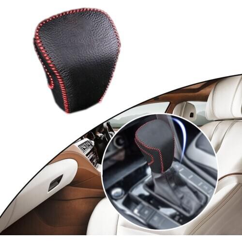 Muchkey Leather Gear Knob Stick Covers AT For VW Teramont 2017 2018 2019 PHIDEON 2016 2017 2018 Non-slip Automatic Shifter