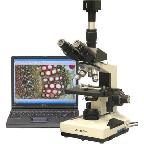 Lab Clinic Veterinary Microscope--AmScope Supplies 40X-2000X Lab Clinic Veterinary Trinocular Microscope with 10MP Camera