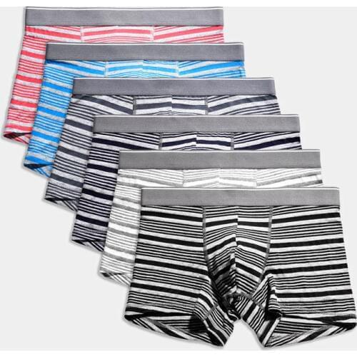 Summer Men Underwear Soft Modal Breathable Boxer Shorts Trunks Striped Underpants Plus Size Mens Boxers Pants 3pc 4pc 6pc M-4XL
