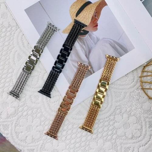 Metal Stainless Steel Bracelet for Apple Watch 40mm 44mm 6SE 5 4 Braided Mesh Strap for iWatch Band Serires 3 2 1 38/42mm Correa